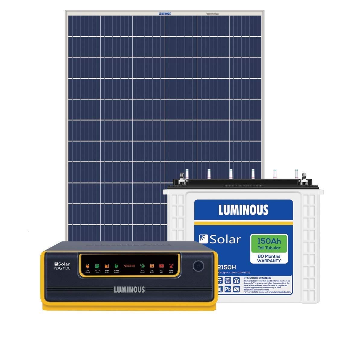 Luminous NXG1100 + LPTT12150H 150Ah 1No + 165Watts Solar Panel 2No (Poly) price in Chennai
