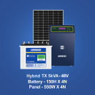 Luminous Solar Hybrid TX Series 5 KVA/48V + LPTT12150H 150AH Battery (4 Nos)+ 550 Watts Solar panel (4Nos)